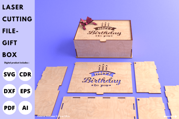 Download Birthday Gift Box with Lid | Laser Cut - Premium Resources