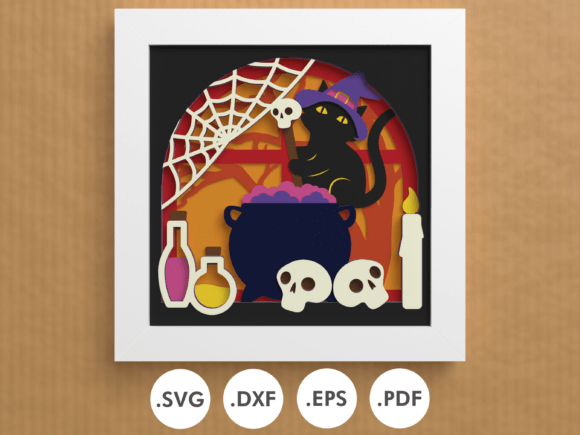 Download Shadowbox Witch Cat Brewing Potion - Box Collection