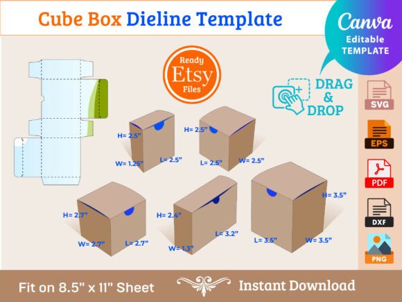 Download Cube Box Dieline Template - Box Collection