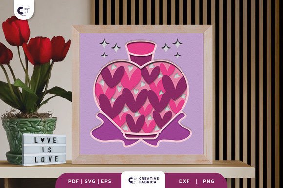 Download Potion Bottle Heart Shape 3D Shadow Box - Box Collection