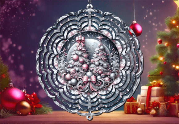 Download Pink Silver Christmas Tree Wind Spinner - Silver christmas tree Collection